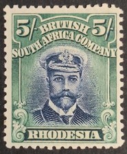 Rhodesia 1913-19, 5s.deep Blue & Blue-Green Stamp Mh (SG239)