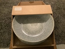 Denby Set of 4 Kiln Blue Stoneware Pasta Bowls 22cm - Blue