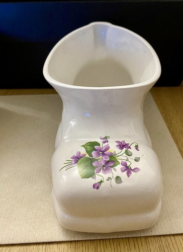 Ceramic white boot with purple - ceramic,