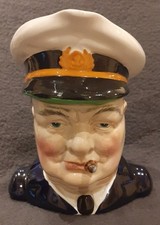 RARE Burleigh Ware Winston Churchill in Naval Uniform Toby Jug Mug 1940