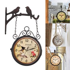 Garden Paddington Station Wall Clock Outdoor Double Sided Hanging Bracket Clocks