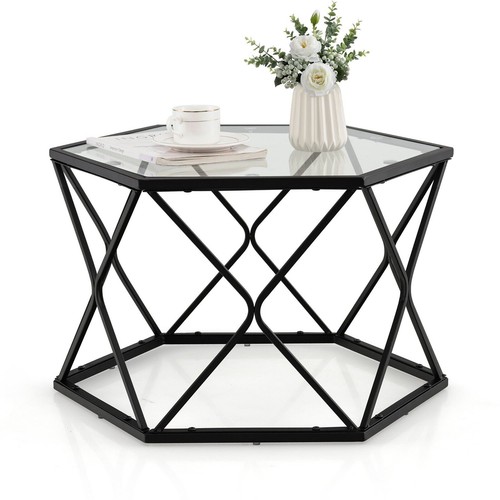 Geometric glass coffee table - coffee,