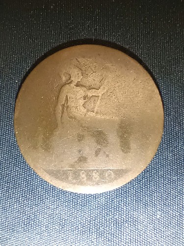 1880 old one penny british - one,