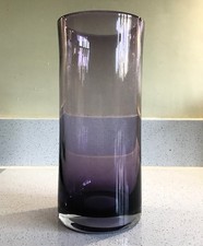 Heavy Thick Walled Purple Amethyst Glass Cylinder Vase
