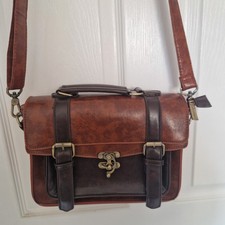 Ecosusi Vintage vegan Leather Satchel Bag. Brown Excellent Condition Never Used