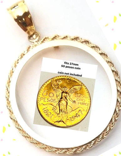 Gold bezel pesos pendant - 50,