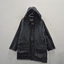 Barbour Vintage Border Wax Waterproof Country Hooded Navy Jacket Coat Size C 42