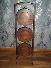 Antique 3 Tier Folding Wooden Cake Stand