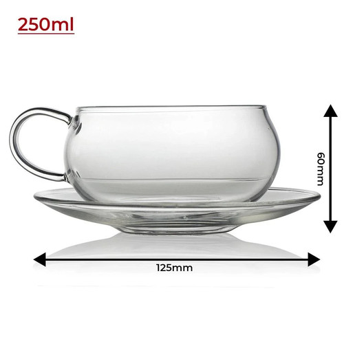 Glass cup and saucer set - ., 250