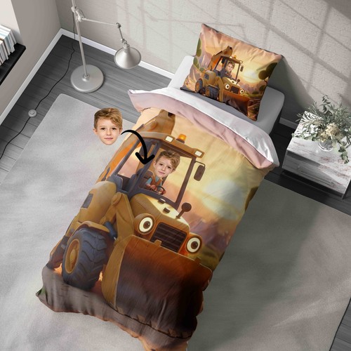 Kids digger fun duvet cover - digger,