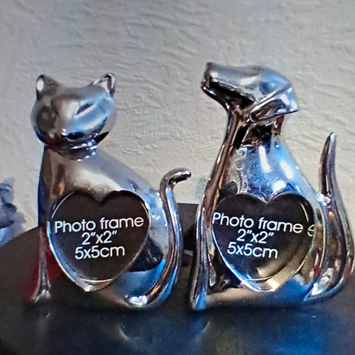 Dunelm silver metal cat - silver, &