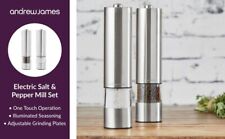 Salt and Pepper Mill Set Large Stainless Steel Electronic in Silver