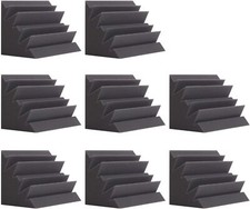 8 Pack Black Bass Trap Foam 8x8x12 for Sound Absorption and Acoustic Treatment