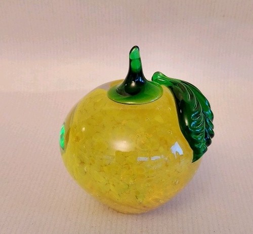 Art glass vibrant yellow apple - glass,