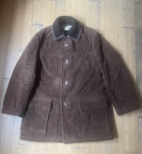 Vintage 1970s Brown Corduroy Sherpa Lined Warm CAR COAT CRICKLE WOOD 40 M