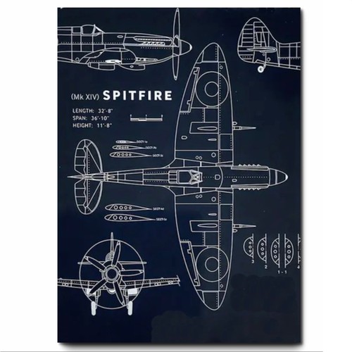 Spitfire aircraft blueprint - aircraft,