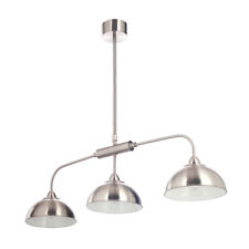 Litecraft Storr Ceiling Pendant Bar Industrial Style Diner 3 Arm - Satin Chrome 