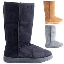 WOMENS MID CALF SNUGG WARM WINTER BOOTS LADIES FUR LINED HUG GRIP SOLE SIZE 3-8