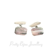 Vintage Cufflinks Silver with a 9ct Gold Plate Machine Turned Design MM H.G.&S.