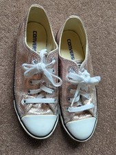 Ladies rose gold Converse pumps