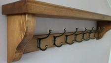 Coat Rack+Shelf Floating Rustic Handmade Wall Mounted 7 Double Hooks