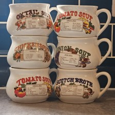 SIX Vintage Recipe Soup Bowls