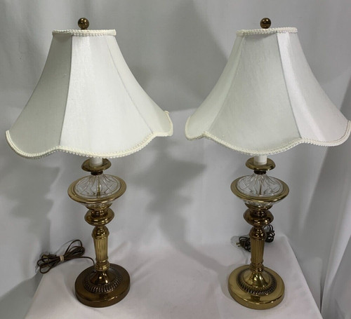 Vtg matching brass glass - brass,