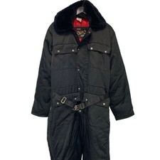 Walls Blizzard-Pruf Down Ski Suit Black Fleece Collar Belt Mens Medium