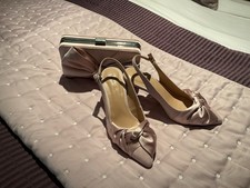 Dusky Pink Satin Bow Bag And