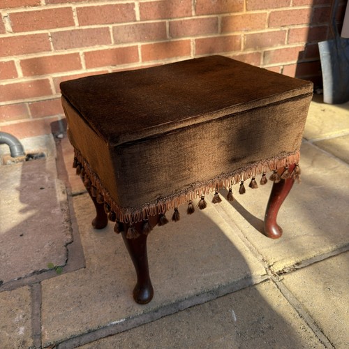 Vintage sewing box stool - vintage, brown