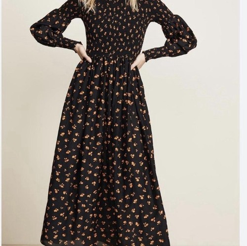 Ganni beacon dark floral dress - floral,