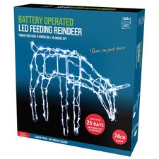 Christmas Feeding Reindeer Cool White LED Light Battery Timer Outdoor Xmax Decor
