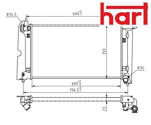 Coolant radiator 620 235 hart - radiator,