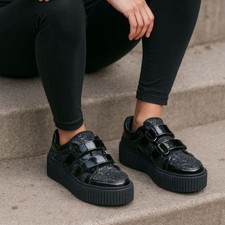 TUK Black Gllitter Platform