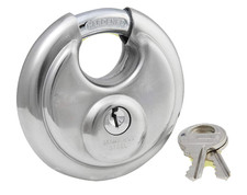 Round Discus Shackle Padlock - Stainless Steel 2 Keys 70mm Heavy Duty Lock Disc