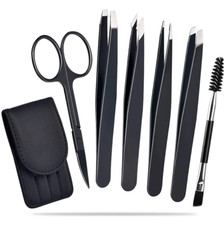 Professional Eyebrow Tweezers Set 1/4/6 Piece Stainless Steel Hair Pluckers Case