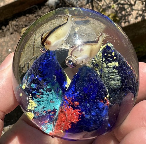 Art glass round paperweight - art,