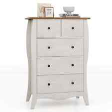 COSTWAY Dresser Bedroom 98 CM Farmhouse Chest of Drawers-Grey