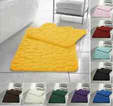 PEBBLE Memory Foam Bath Mat Pedestal Set 2 Piece Non Slip Bathroom Toilet UK