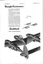 1942 Advert for Lockheed P-38 LIGHTNING Fighter Aircraft (2) WW2 Print Ad 737/29