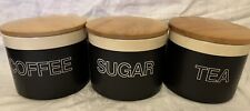 Hornsea Ebony Tea Coffee Sugar Canisters Michael Hunt Vintage 1980’s NOS