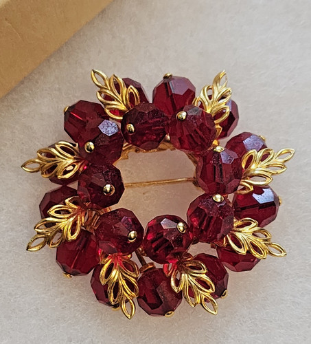 Austria brooch red beads - austria,
