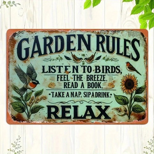 Garden rules metal sign - ",