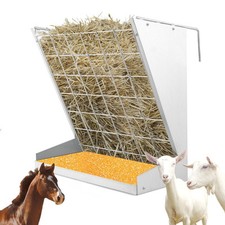 Wall-Mounted Hay Rack 2-in-1 Hay&Grain Feeder Handing Livestock Feeder