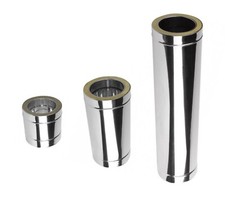 Stainless Steel Twin Wall Insulated Flue Liner / Chimney Stove Rigid Metal Pipe