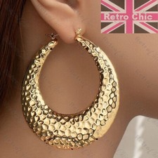 Big hammered retro hoops - 2.5",