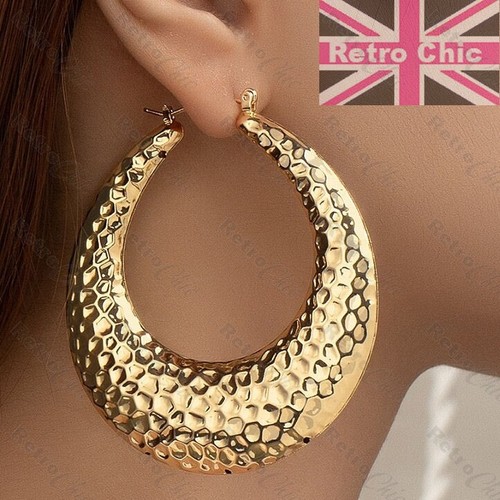 Big hammered retro hoops - big, 2.5"