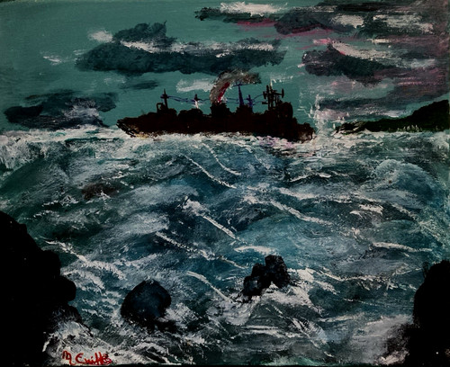 Seascape marine signed acrylic