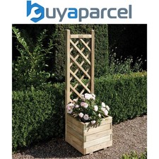 Rowlinson Square Wooden Planter Pot & Lattice Trellis Back Plant Support
