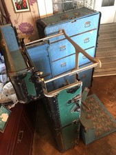 ?? Very Old Vintage Antique Deco Steamer Trunk Wardrobe Decorators Piece ??